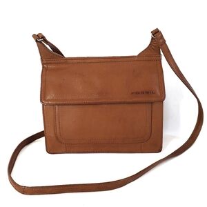 Vintage Fossil Sasha Brown Leather Crossbody Saddle Bag Double Sided Purse